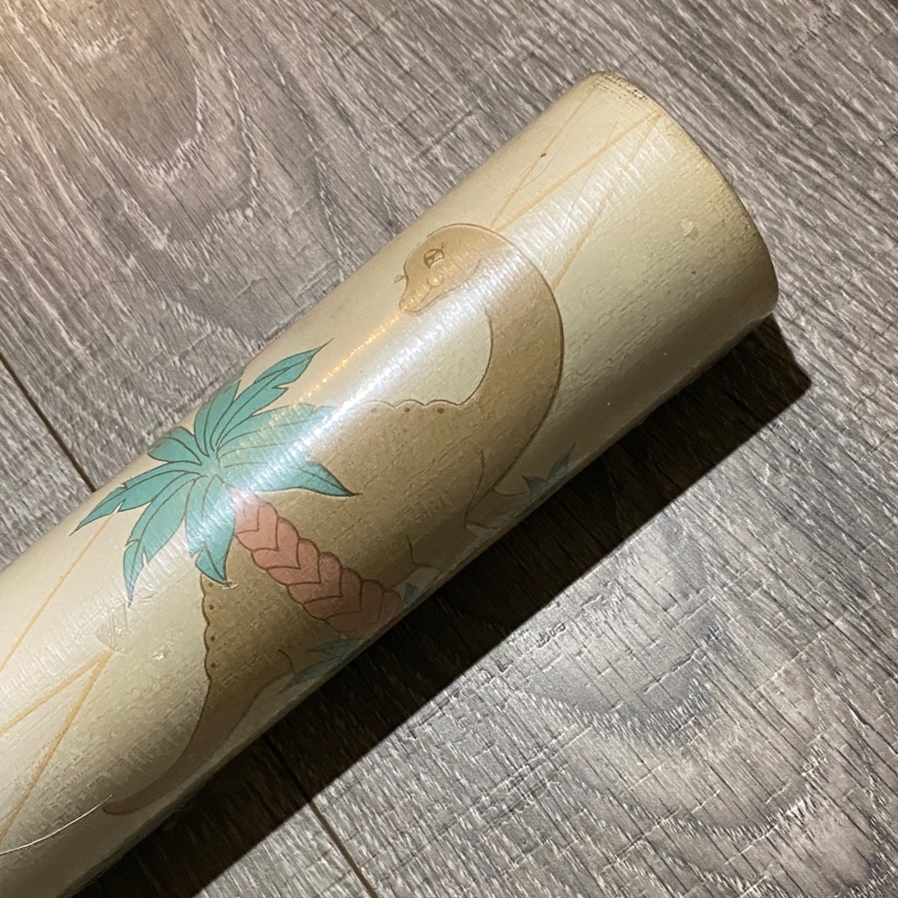 Vintage Beige Dinosaur Tropical Palm Wallpaper Roll